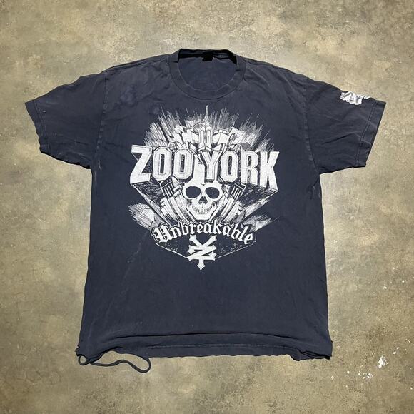 Vintage Y2k Zoo York Black Grunge Distressed T-Shirt - Picture 1 of 8